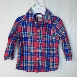 Carter's Red and Blue Plaid Button Down Shirt Boy’s Size 9M